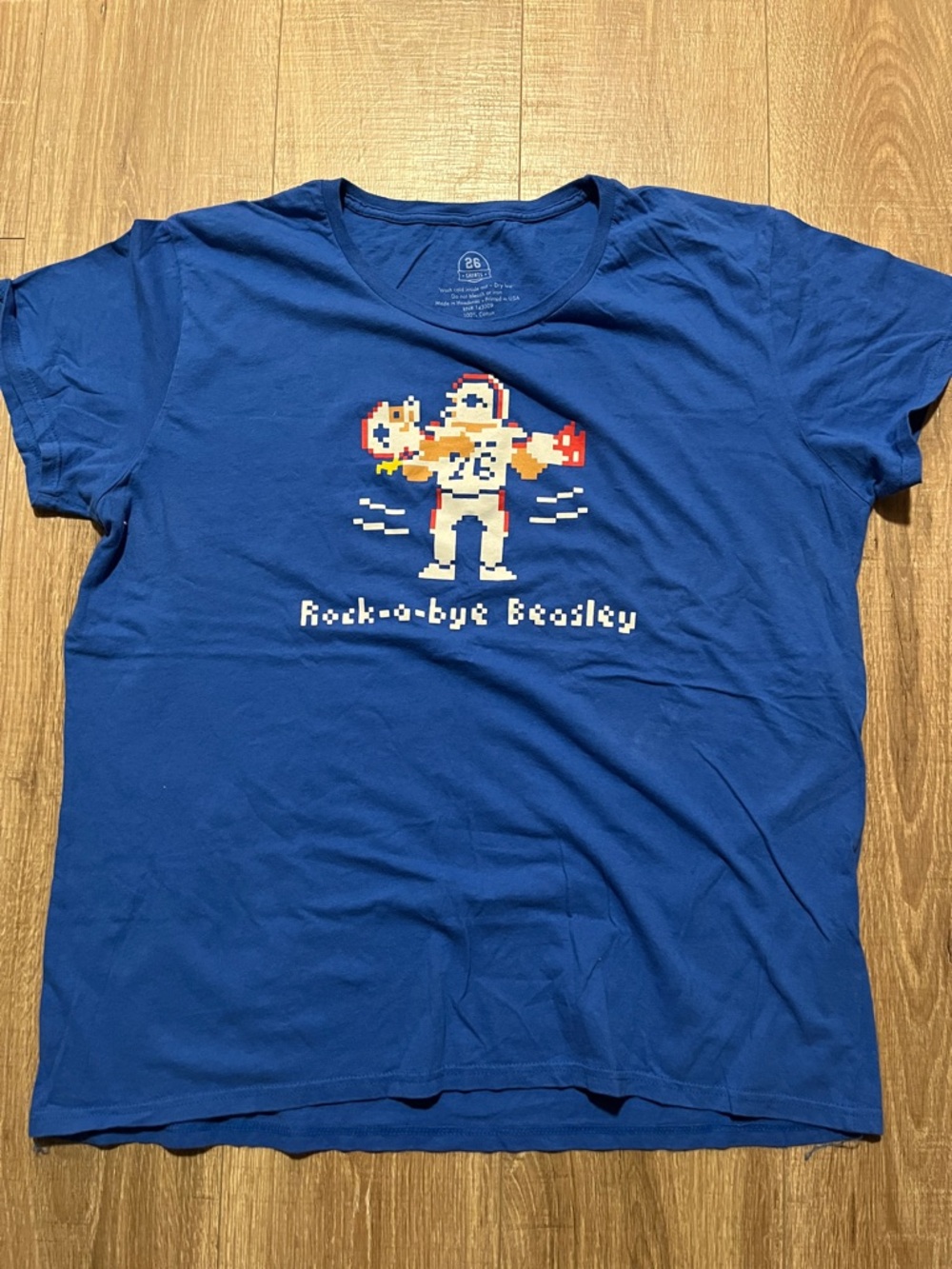 Buffalo Bills Blue Pixelated Graphic Football Tee - 'Rock-a-bye Beasley” size 2X